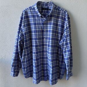 Ralph Lauren Blue Plaid Button Down Long Sleeve Size 3XB Flesh‎ Pony Preppy
